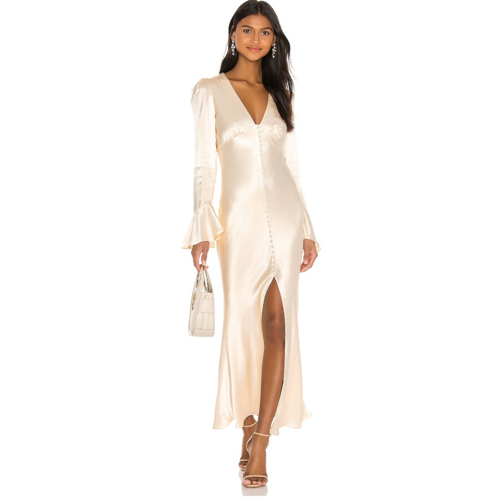Elegant Cream Satin Maxi Dress